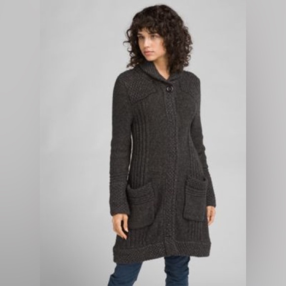 NWT Prana Elsin Sweater Coat Medium Gravel Grey Wool Blend